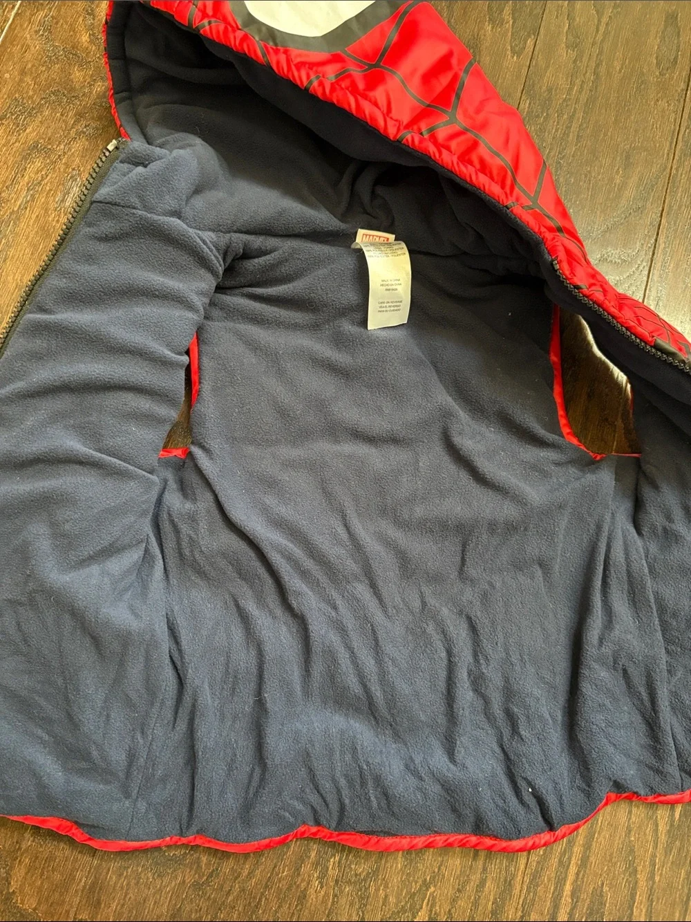 Kids Red and Blue Spiderman Hooded puffer Vest